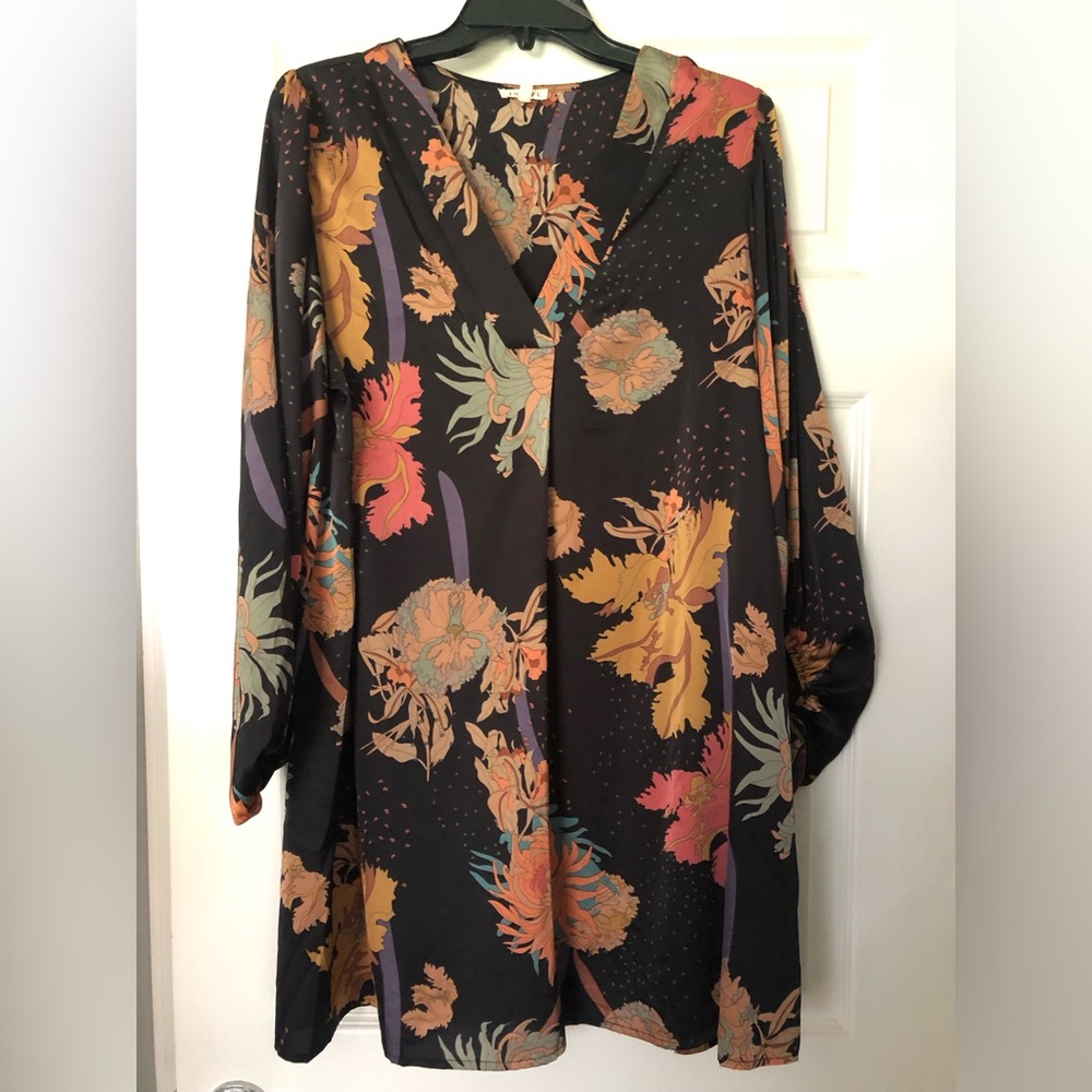 Boho Floral Print Long Sleeve Dress